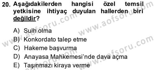 Medeni Hukuk 2 Dersi 2014 - 2015 Yılı Tek Ders Sınav Soruları 20. Soru