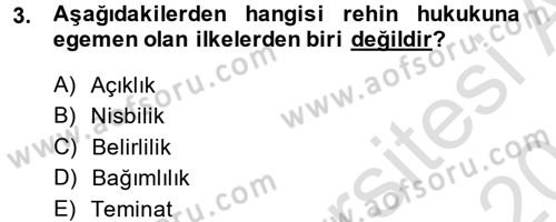 Medeni Hukuk 2 Dersi 2014 - 2015 Yılı Tek Ders Sınav Soruları 3. Soru