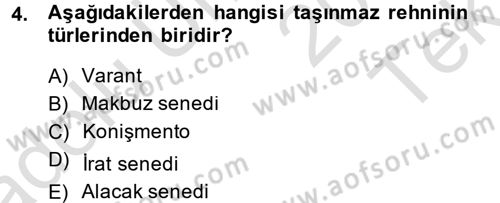 Medeni Hukuk 2 Dersi 2014 - 2015 Yılı Tek Ders Sınav Soruları 4. Soru