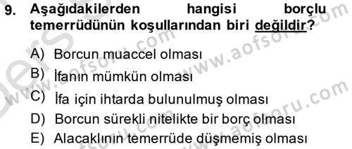Medeni Hukuk 2 Dersi 2014 - 2015 Yılı Tek Ders Sınav Soruları 9. Soru