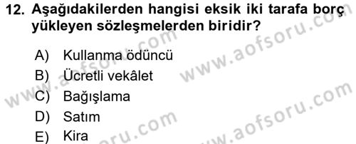 Medeni Hukuk 2 Dersi 2015 - 2016 Yılı (Vize) Ara Sınav Soruları 12. Soru