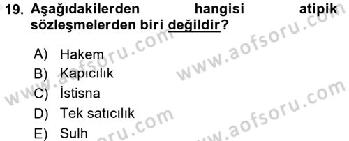 Medeni Hukuk 2 Dersi 2015 - 2016 Yılı (Vize) Ara Sınav Soruları 19. Soru