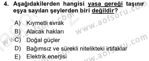 Medeni Hukuk 2 Dersi 2015 - 2016 Yılı (Vize) Ara Sınav Soruları 4. Soru