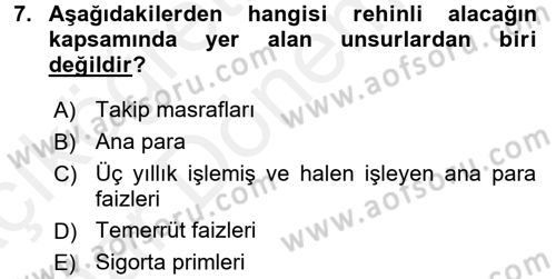 Medeni Hukuk 2 Dersi 2015 - 2016 Yılı (Vize) Ara Sınav Soruları 7. Soru