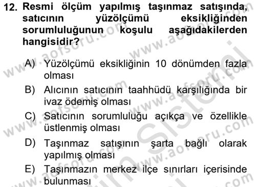 Medeni Hukuk 2 Dersi 2015 - 2016 Yılı (Final) Dönem Sonu Sınav Soruları 12. Soru