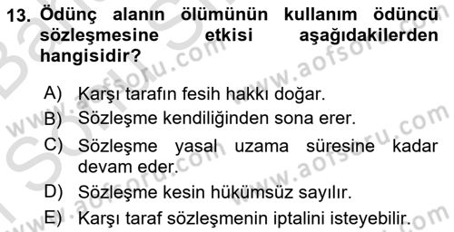 Medeni Hukuk 2 Dersi 2015 - 2016 Yılı (Final) Dönem Sonu Sınav Soruları 13. Soru