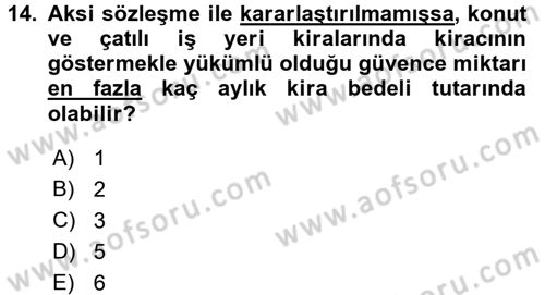 Medeni Hukuk 2 Dersi 2015 - 2016 Yılı (Final) Dönem Sonu Sınav Soruları 14. Soru