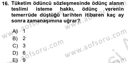 Medeni Hukuk 2 Dersi 2015 - 2016 Yılı (Final) Dönem Sonu Sınav Soruları 16. Soru