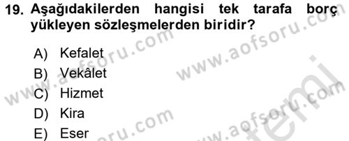 Medeni Hukuk 2 Dersi 2015 - 2016 Yılı (Final) Dönem Sonu Sınav Soruları 19. Soru