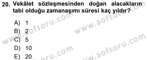 Medeni Hukuk 2 Dersi 2015 - 2016 Yılı (Final) Dönem Sonu Sınav Soruları 20. Soru