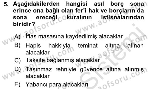Medeni Hukuk 2 Dersi 2015 - 2016 Yılı (Final) Dönem Sonu Sınav Soruları 5. Soru