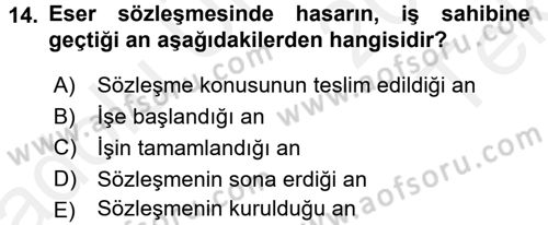 Medeni Hukuk 2 Dersi 2015 - 2016 Yılı Tek Ders Sınav Soruları 14. Soru