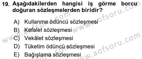 Medeni Hukuk 2 Dersi 2015 - 2016 Yılı Tek Ders Sınav Soruları 19. Soru