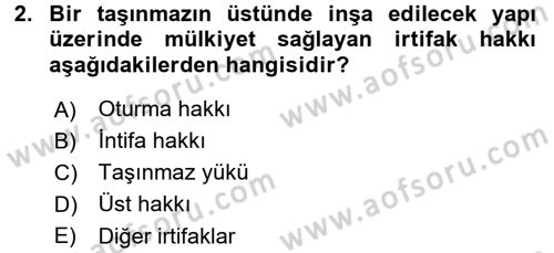 Medeni Hukuk 2 Dersi 2015 - 2016 Yılı Tek Ders Sınav Soruları 2. Soru