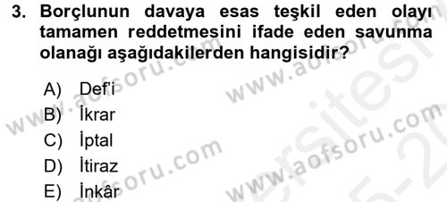 Medeni Hukuk 2 Dersi 2015 - 2016 Yılı Tek Ders Sınav Soruları 3. Soru