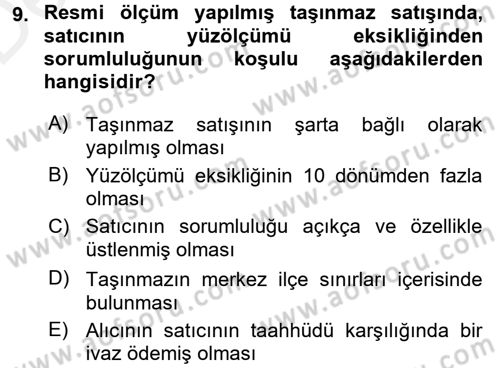 Medeni Hukuk 2 Dersi 2015 - 2016 Yılı Tek Ders Sınav Soruları 9. Soru