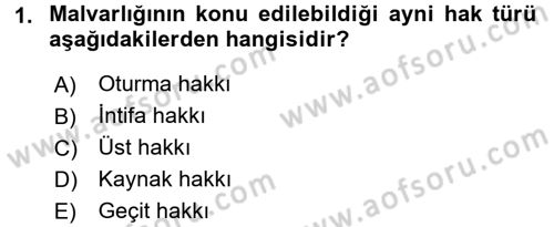 Medeni Hukuk 2 Dersi 2016 - 2017 Yılı 3 Ders Sınav Soruları 1. Soru