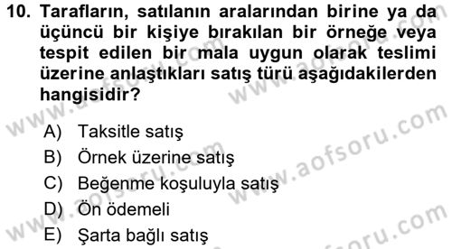 Medeni Hukuk 2 Dersi 2016 - 2017 Yılı 3 Ders Sınav Soruları 10. Soru
