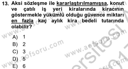 Medeni Hukuk 2 Dersi 2016 - 2017 Yılı 3 Ders Sınav Soruları 13. Soru