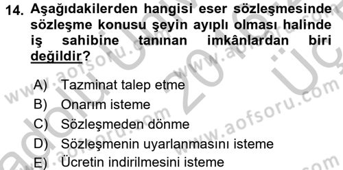 Medeni Hukuk 2 Dersi 2016 - 2017 Yılı 3 Ders Sınav Soruları 14. Soru