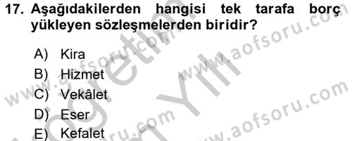Medeni Hukuk 2 Dersi 2016 - 2017 Yılı 3 Ders Sınav Soruları 17. Soru