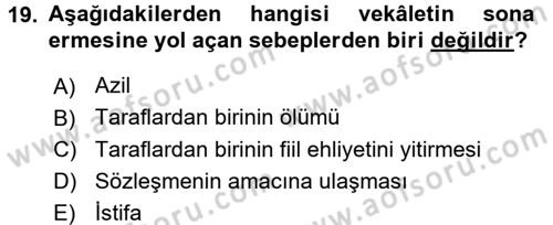 Medeni Hukuk 2 Dersi 2016 - 2017 Yılı 3 Ders Sınav Soruları 19. Soru