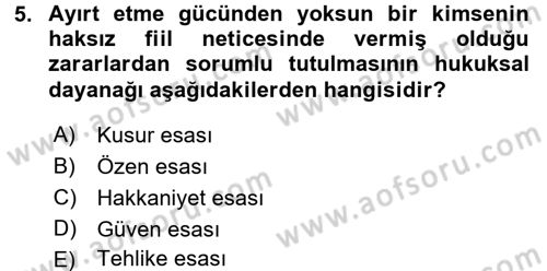 Medeni Hukuk 2 Dersi 2016 - 2017 Yılı 3 Ders Sınav Soruları 5. Soru