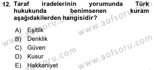 Medeni Hukuk 2 Dersi 2016 - 2017 Yılı (Vize) Ara Sınav Soruları 12. Soru