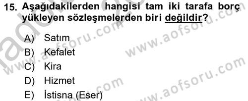 Medeni Hukuk 2 Dersi 2016 - 2017 Yılı (Vize) Ara Sınav Soruları 15. Soru