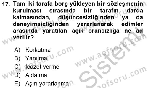 Medeni Hukuk 2 Dersi 2016 - 2017 Yılı (Vize) Ara Sınav Soruları 17. Soru