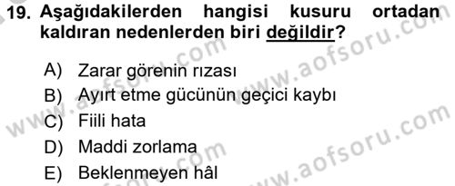 Medeni Hukuk 2 Dersi 2016 - 2017 Yılı (Vize) Ara Sınav Soruları 19. Soru