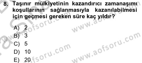 Medeni Hukuk 2 Dersi 2016 - 2017 Yılı (Vize) Ara Sınav Soruları 8. Soru