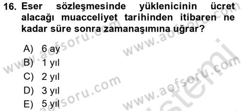 Medeni Hukuk 2 Dersi 2016 - 2017 Yılı (Final) Dönem Sonu Sınav Soruları 16. Soru