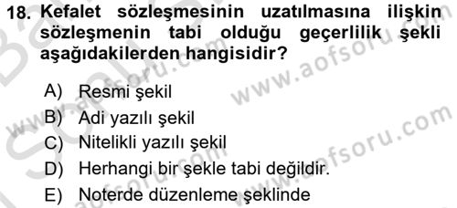 Medeni Hukuk 2 Dersi 2016 - 2017 Yılı (Final) Dönem Sonu Sınav Soruları 18. Soru