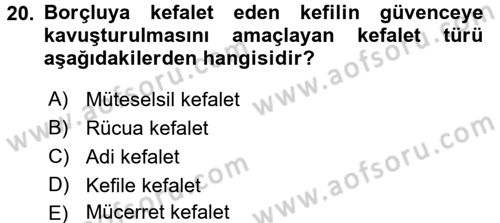 Medeni Hukuk 2 Dersi 2016 - 2017 Yılı (Final) Dönem Sonu Sınav Soruları 20. Soru