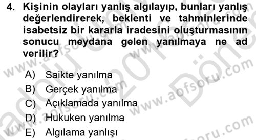 Medeni Hukuk 2 Dersi 2016 - 2017 Yılı (Final) Dönem Sonu Sınav Soruları 4. Soru