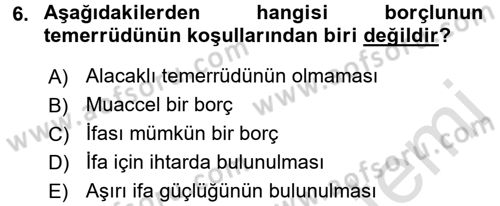 Medeni Hukuk 2 Dersi 2016 - 2017 Yılı (Final) Dönem Sonu Sınav Soruları 6. Soru