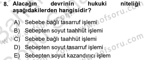 Medeni Hukuk 2 Dersi 2016 - 2017 Yılı (Final) Dönem Sonu Sınav Soruları 8. Soru
