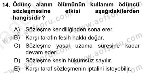 Medeni Hukuk 2 Dersi 2017 - 2018 Yılı 3 Ders Sınav Soruları 14. Soru