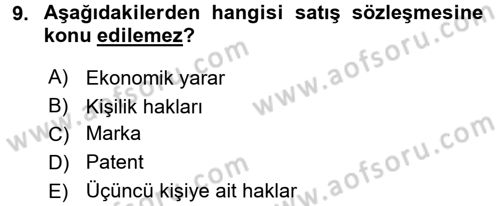 Medeni Hukuk 2 Dersi 2017 - 2018 Yılı 3 Ders Sınav Soruları 9. Soru