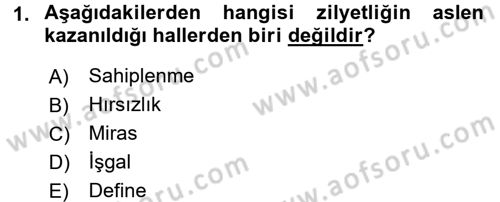 Medeni Hukuk 2 Dersi 2017 - 2018 Yılı (Vize) Ara Sınav Soruları 1. Soru