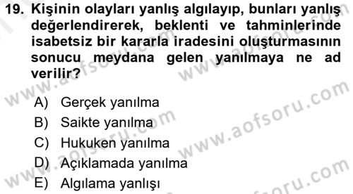 Medeni Hukuk 2 Dersi 2017 - 2018 Yılı (Vize) Ara Sınav Soruları 19. Soru