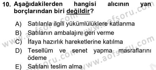 Medeni Hukuk 2 Dersi 2017 - 2018 Yılı (Final) Dönem Sonu Sınav Soruları 10. Soru