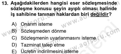 Medeni Hukuk 2 Dersi 2017 - 2018 Yılı (Final) Dönem Sonu Sınav Soruları 13. Soru