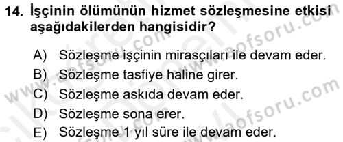 Medeni Hukuk 2 Dersi 2017 - 2018 Yılı (Final) Dönem Sonu Sınav Soruları 14. Soru