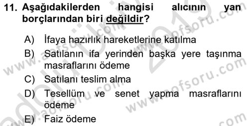 Medeni Hukuk 2 Dersi 2018 - 2019 Yılı 3 Ders Sınav Soruları 11. Soru