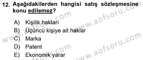 Medeni Hukuk 2 Dersi 2018 - 2019 Yılı 3 Ders Sınav Soruları 12. Soru
