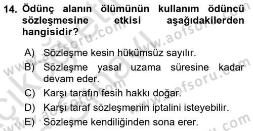 Medeni Hukuk 2 Dersi 2018 - 2019 Yılı 3 Ders Sınav Soruları 14. Soru