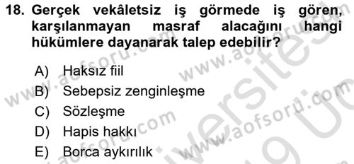 Medeni Hukuk 2 Dersi 2018 - 2019 Yılı 3 Ders Sınav Soruları 18. Soru
