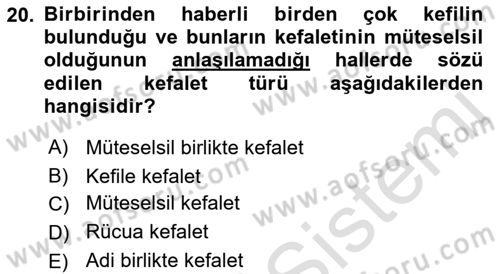 Medeni Hukuk 2 Dersi 2018 - 2019 Yılı 3 Ders Sınav Soruları 20. Soru